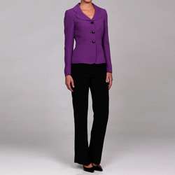 Tahari ASL Womens Purple/ Black Pant Suit  
