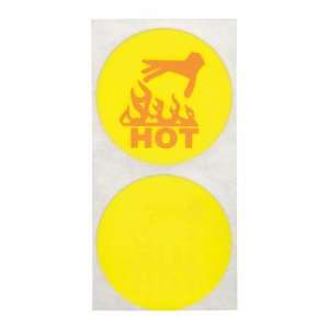 HOT Hand Reversible Indicating Label, Changes from orange to yellow at 