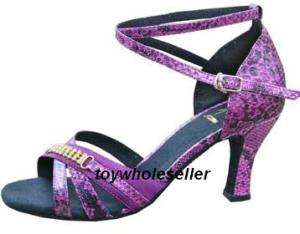 Ladies Latin Ballroom Salsa Purple leo Dance Shoe G177  