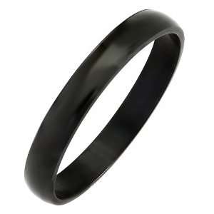 MM Stainless Steel Black Mens Ladies Unisex Dome Wedding Band Shiny 