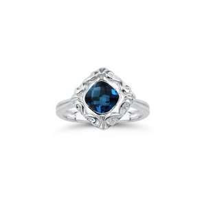  0.89 Cts London Blue Topaz Solitaire Ring in Silver and 