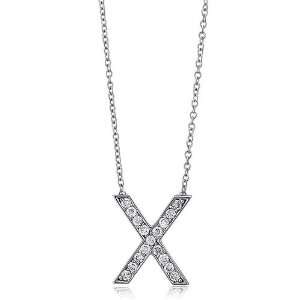  Mothers Day Sterling Silver Cubic Zirconia CZ Initial X 