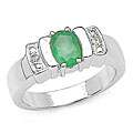 Sterling Silver Emerald and White Topaz Ring