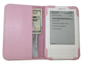 mCover® PINK Leather Folio Cover for  Kindle 3  