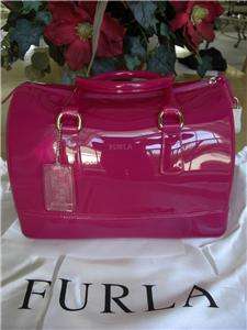 Furla Candy PINK DRAGON FRUIT SOLD OUT Jelly Satchel bag w/ lock hang 