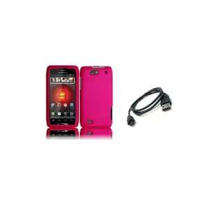  DROID 4 (Verizon) Premium Combo Pack   Hot Pink Hard Shield Case 
