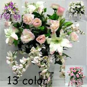 13 colors~ 29 Rose Wisteria Lily Bush Silk Flowers  
