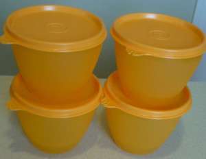 TUPPERWARE Refrigerator Bowl Set Orange (4) 10OZ NEW  