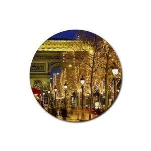 Christmas City Lights Round Rubber Coaster set 4 pack Great Gift Idea