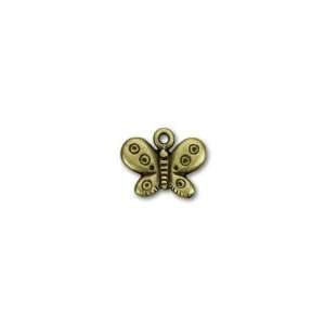 Antique Brass Plated Pewter Butterfly with Circle Pattern Wings Charm