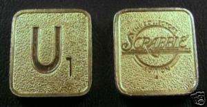 Franklin Mint Scrabble Game   Gold Plated U Tile  