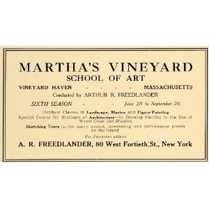  1910 Ad Marthas Vineyard School Art Freedlander Paint 