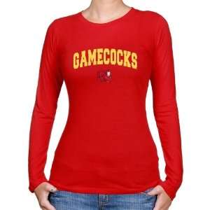   Ladies Red Logo Arch Long Sleeve Slim Fit T shirt