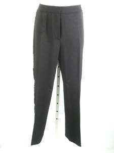 NICOLE FARHI Black Beaded Sequin Tuxedo Pants Slacks 8  