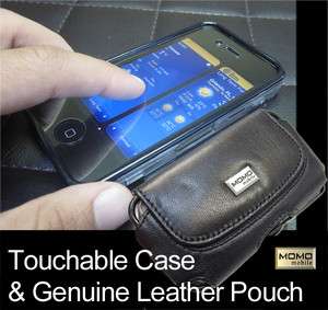   Crystal Case & Genuine Leather Pouch for Apple iPhone 4 4S  Belt Clip