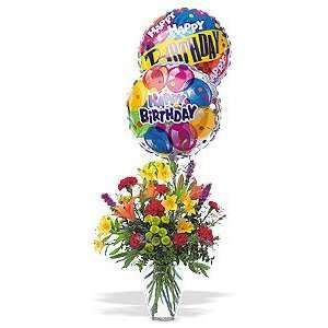 Birthday Flower Bouquet with Balloon  Grocery & Gourmet 