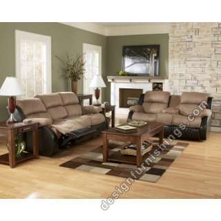 Ashley Presley Double Recliner Loveseat and Sofa Brown  