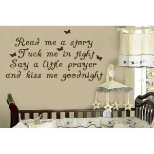   Kiss Me Goodnight  Brown Vinyl Decal for Wall By Great Walls of Fire