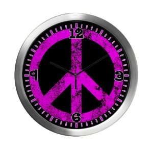  Modern Wall Clock Peace Symbol Grunge PinkL Everything 