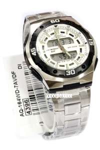 Casio Watch Stopwatch White Steel AQ 164WD 7A AQ 164WD  