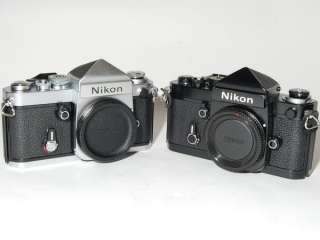 Nikon F2 Sliver + F2 Black Film SLR Camera w/DE 1 Prism Finder 8.5/10 