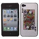   Hard Skin Cover Case for Apple iPhone 4 4G Poker Spades Q Silver USA