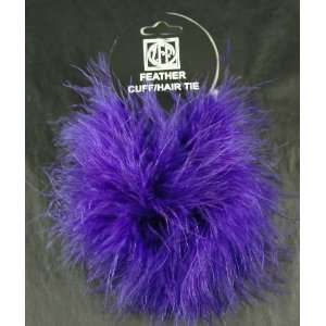  2 Regal Purple Feather Hair Tie Cuff Scrunchy Pony Tail 