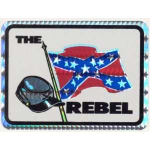  The Rebel Confederate Flag and Hat   Foil Sticker / Decal 