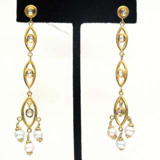 22K SOLID YELLOW GOLD PAVE DIAMOND EARRING VINTAGE STYLE WEDDING 