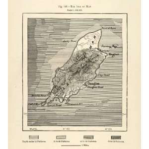  1882 Relief Line block Map Isle Man Map Irish Sea 