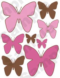 PINK BROWN BUTTERFLY GIRL WALL BORDER STICKERS DECALS  
