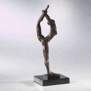   Standing Bow Yoga Sculpture, Old World Bronze Finish