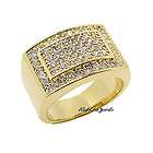 Classic Mens 18k Gold Finish Iced Out Lab Made Diamond Designer Ring