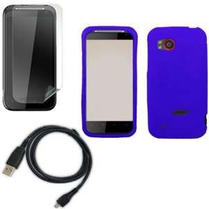 iFase Brand HTC Vigor ADR6425 Combo Solid Dark Blue Silicone Skin Case 