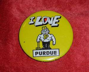 1987 I Love Purdue Boilermakers Hat Pin Button  