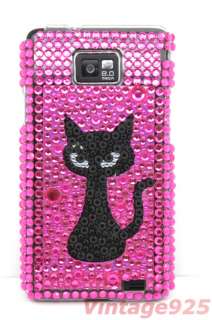 Pink Black Cat Samsung Galaxy S 2 II i9100 BLING Case $  