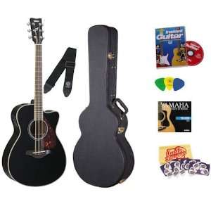  Yamaha FSX720SC Black Acoustic Electric Guitar Bundle 