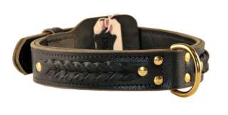 Quality Leather Wide Double Ply Braided Dog Collar  