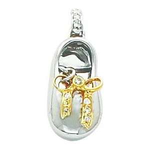    14K Gold .12ct Diamond Baby Shoe Pendant Jewelry New Jewelry