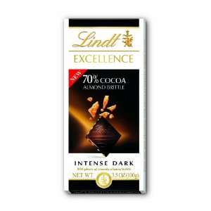 Lindt Chocolate Excellence 70% Cocoa Almond Brittle Chocolate Bar, 3.5 