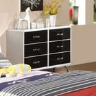   Designs Modesto Six Drawer Metal Dresser in Silver and Black Tones
