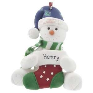Personalized Snowman Holding Stocking Christmas Ornament  