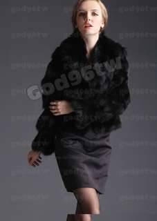 100% Real Genuine Fox Fur Fox Collar Coat Jacket Outwear Vintage 