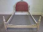 Custom Louis XV Full French Carved Bed w/ Upholstered Headboard