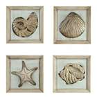 Avanity 202103 Wall art 14 in. Wood Plaque of Sea Shells   Set of 4