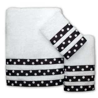 Allure Home Creations Dots 3 Piece Cotton Embellished Towel Set, White 
