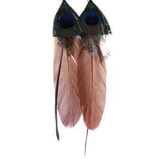 Earrings   Fashion Earrings   Feathers Natural Brown and Peacock 