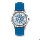   Adviser Watches Postage Stamp Alaskan Snow Blue Leather Band Watch