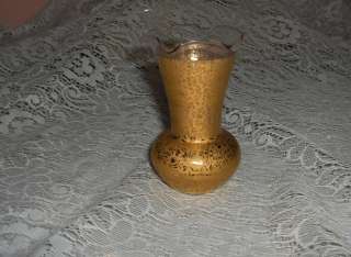 Vintage Ransgil Gold Crystal Glass Bud Vase NICE  