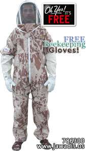   Camouflage, Beekeeper Suit, Bee Suit   FREE Beekeeping Gloves  